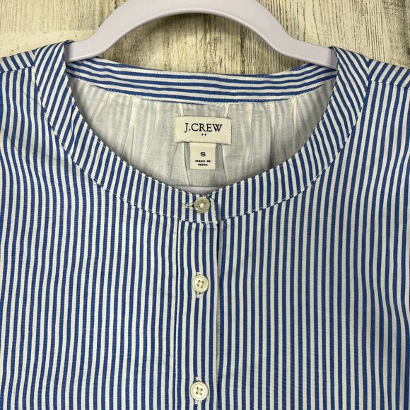 J. Crew Womens Dress S Blue Striped Stretch Cotton Poplin Tiered Button Front - Picture 5 of 13